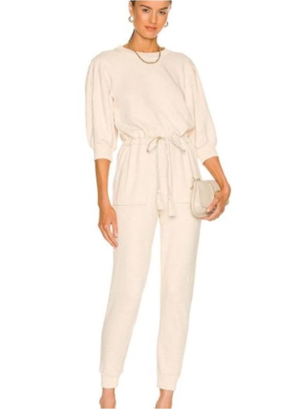 Something Navy Oatmeal Drawstring Lounge Jumpsuit